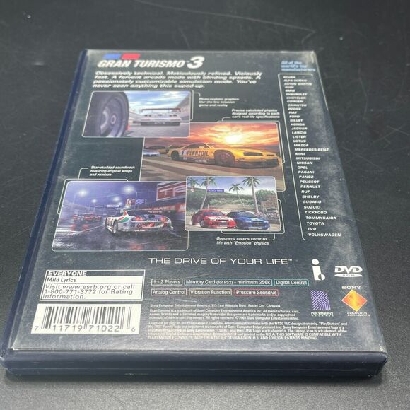 Gran Turismo 3 A-spec PS2 CIB Black‎ Label (Sony PlayStation 2) COMPLETE - Picture 2 of 6